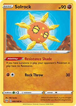 Solrock 92/189 Pokémon card from Darkness Ablaze for sale at best price