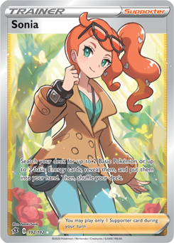 Full Art Trainer Pokémon card Sonia 192/192 from Rebel Clash expansion