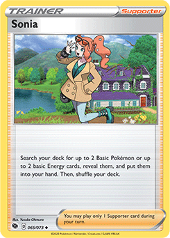 Uncommon Pokémon card Sonia 065/073 from Champion s Path expansion