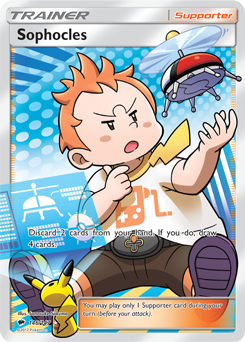 Full Art Trainer Pokémon card Sophocles 146/147 from Burning Shadows expansion