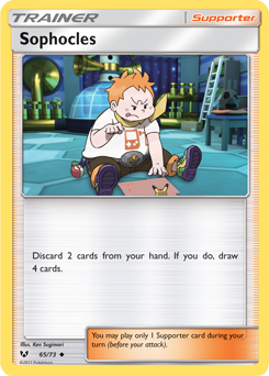 Uncommon Pokémon card Sophocles 65/73 from Shining Legends expansion