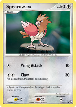 Common Pokémon card Spearow 74/100 from Majestic Dawn expansion