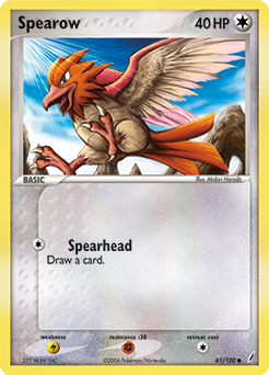 Common Pokémon card Spearow 61/100 from Ex Crystal Guardians expansion