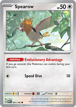 Common Pokémon card Spearow 21/165 from 151 expansion