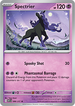 Rare Pokémon card Spectrier 98/217 from Ascended Heroes expansion