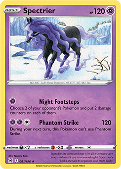 Rare Holo Pokémon card Spectrier 081/196 from Lost Origin expansion