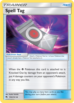 Uncommon Pokémon card Spell Tag 190/214 from Lost Thunder expansion