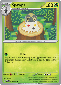 Common Pokémon card Spewpa 8/88 from Perfect Order expansion