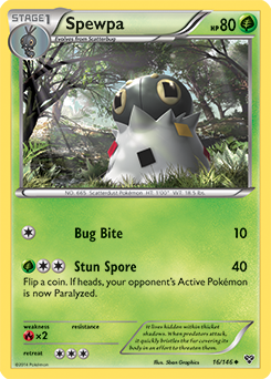 Uncommon Pokémon card Spewpa 16/146 from X&Y expansion