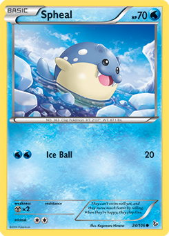 Common Pokémon card Spheal 24/106 from Flashfire expansion