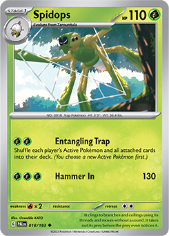 Uncommon Pokémon card Spidops 018/193 from Paldea Evolved expansion
