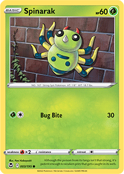 Common Pokémon card Spinarak 003/195 from Silver Tempest expansion