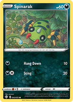 Common Pokémon card Spinarak 043/072 from Shining Fates expansion