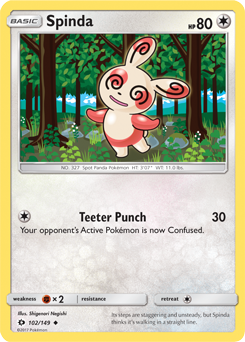 Spinda 102/149 Pokémon card from Sun & Moon for sale at best price