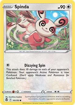 Common Pokémon card Spinda 141/195 from Silver Tempest expansion