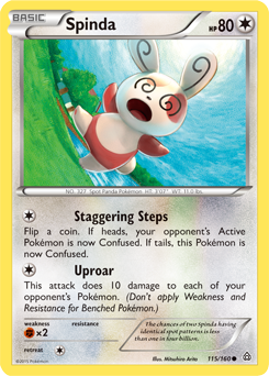 Common Pokémon card Spinda 115/160 from Primal Clash expansion