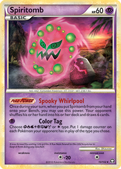 Rare holo Pokémon card Spiritomb 10/102 from Triumphant expansion