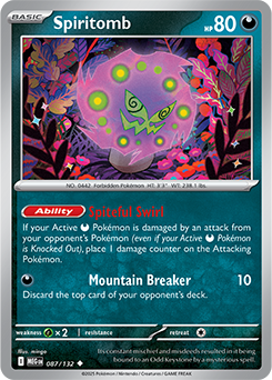 Uncommon Pokémon card Spiritomb 87/132 from Mega Evolution expansion