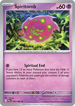 Rare Pokémon card Spiritomb 35/84 from Pitch Black expansion