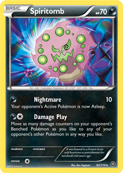 Rare Pokémon card Spiritomb 62/114 from Steam Siege expansion