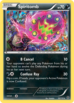 Rare Pokémon card Spiritomb 55/119 from Phantom Forces expansion