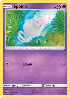 Common Pokémon card Spoink 41/111 from Crimson Invasion expansion