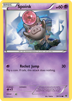 Common Pokémon card Spoink 30/124 from Fates Collide expansion