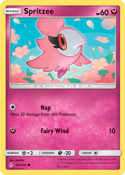 Common Pokémon card Spritzee 141/214 from Unbroken Bonds expansion