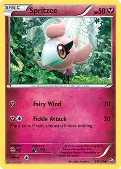 Common Pokémon card Spritzee 67/106 from Flashfire expansion
