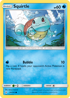 Common Pokémon card Squirtle 33/214 from Unbroken Bonds expansion
