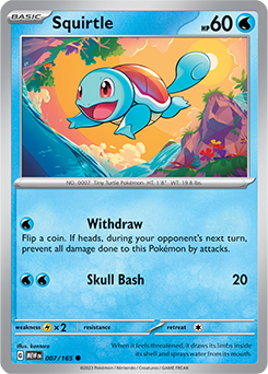 Common Pokémon card Squirtle 7/165 from 151 expansion
