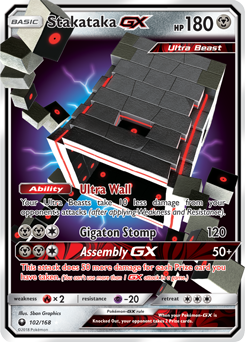 Pokémon GX Pokémon card Stakataka GX 102/168 from Celestial Storm expansion