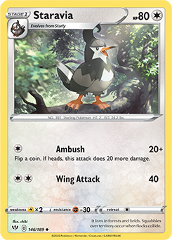 Uncommon Pokémon card Stara Via 146/189 from Darkness Ablaze expansion