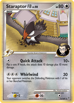 Rare holo Pokémon card Staraptor 11/147 from Supreme Victors expansion