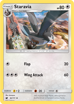 Staravia 82/111 Pokémon card from Crimson Invasion for sale at best price