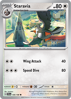 Common Pokémon card Staravia 149/198 from Scarlet & Violet expansion