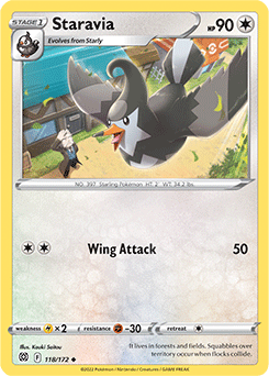 Uncommon Pokémon card Staravia 118/172 from Brilliant Stars expansion