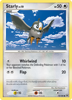 Common Pokémon card Starly 75/100 from Majestic Dawn expansion