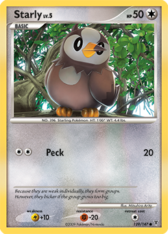 Common Pokémon card Starly 129/147 from Supreme Victors expansion