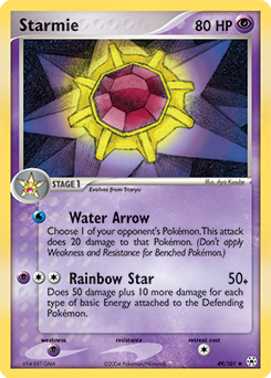 Uncommon Pokémon card Starmie 49/101 from Ex Hidden Legends expansion