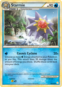 Uncommon Pokémon card Starmie 53/123 from HeartGold SoulSilver expansion