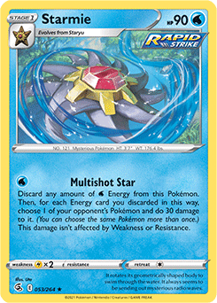 Rare Holo Pokémon card Starmie 53/264 from Fusion Strike expansion