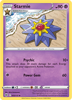 Uncommon Pokémon card Starmie 055/172 from Brilliant Stars expansion