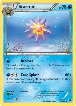 Rare Pokémon card Starmie 34/146 from X&Y expansion