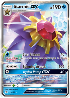 Pokémon GX Pokémon card Starmie GX 14/68 from Hidden Fates expansion