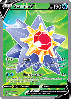 Full Art V Pokémon card Starmie V 166/189 from Astral Radiance expansion