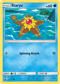 Common Pokémon card Staryu 15/111 from Crimson Invasion expansion