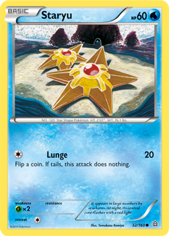 Common Pokémon card Staryu 32/160 from Primal Clash expansion