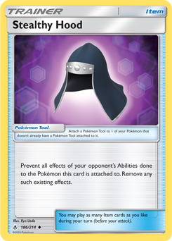 Uncommon Pokémon card Stealthy Hood 186/214 from Unbroken Bonds expansion