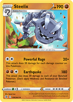 Rare Holo Pokémon card Steelix 139/264 from Fusion Strike expansion